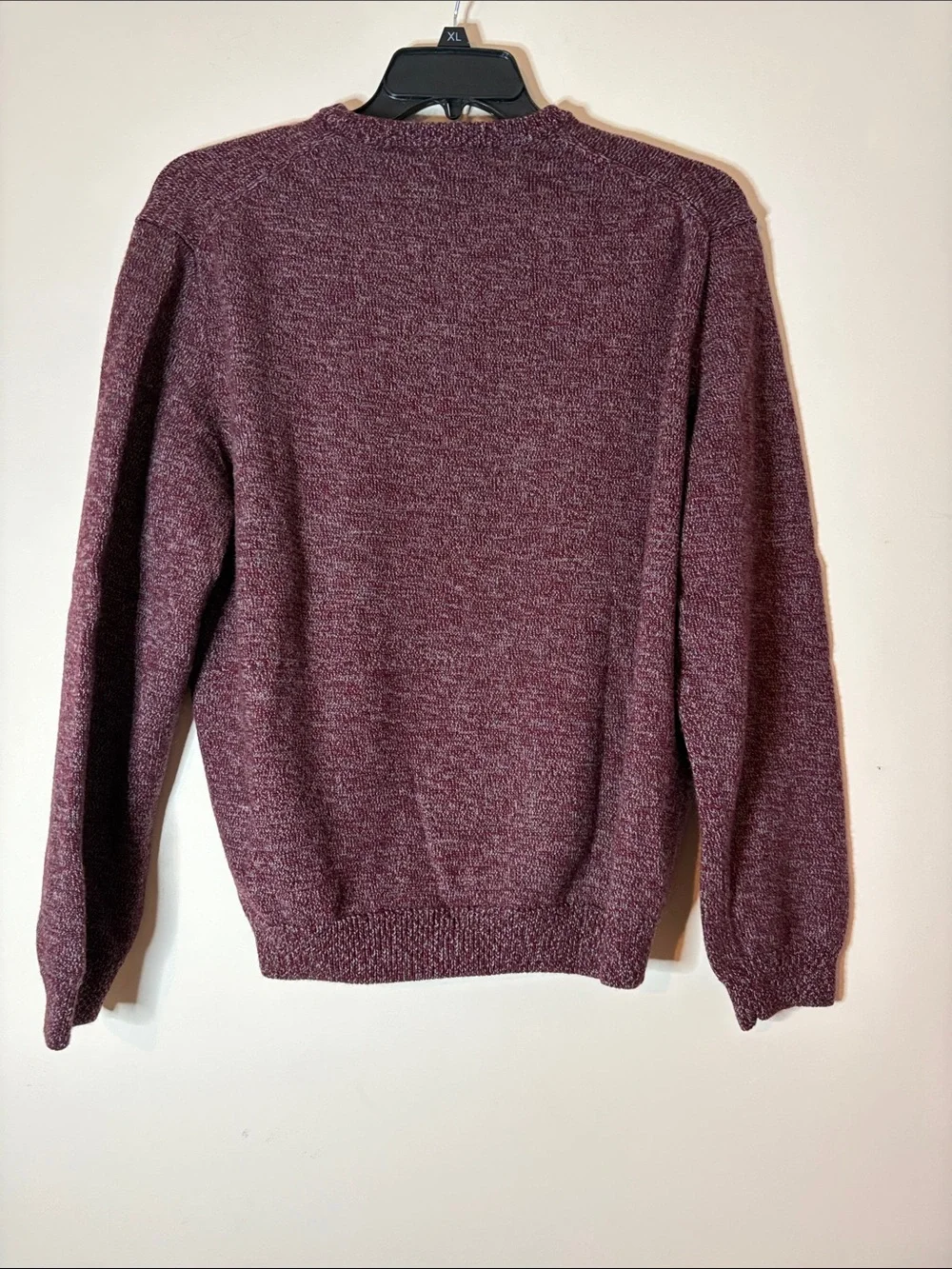 Vintage J. Crew Men’s Marled Wine Crewneck Sweater merino wool size XL red 90’s